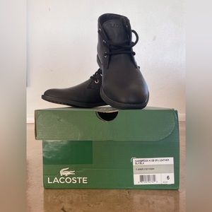 Lacoste Sherbrook black leather chukka boot NEW in box